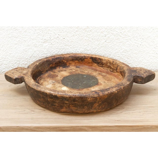 Rustic Vintage Rustic Kashmiri Wooden Bowl For Sale - Image 3 of 9