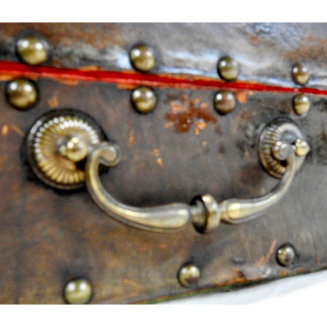 Bronze Late 19th Century Leather Box With Hammered Bronze Tacks For Sale - Image 8 of 10