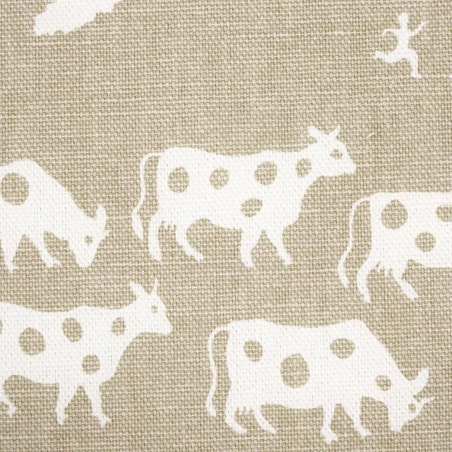Schumacher Sample - Schumacher Farm Scene Fabric in Neutral For Sale - Image 4 of 5