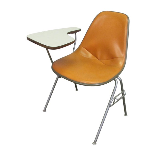Metal Vintage Mid Century Herman Miller Signed Bucket Chair With Desk For Sale - Image 7 of 7