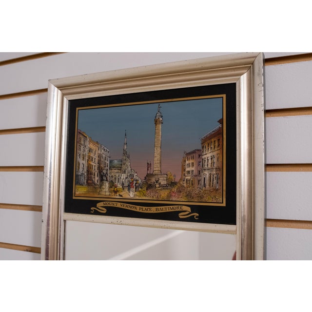 Glass Mt Vernon Place Eglomise Panel Top Mirror For Sale - Image 7 of 9