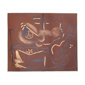 1980s "Femme Couchee et Guitariste" (15) Linocuts After Pablo Picasso