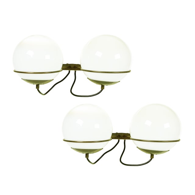Italian Glass & Brass Model B519 Sconces from Candle, 1960s, Set of 2 For Sale - Image 9 of 9