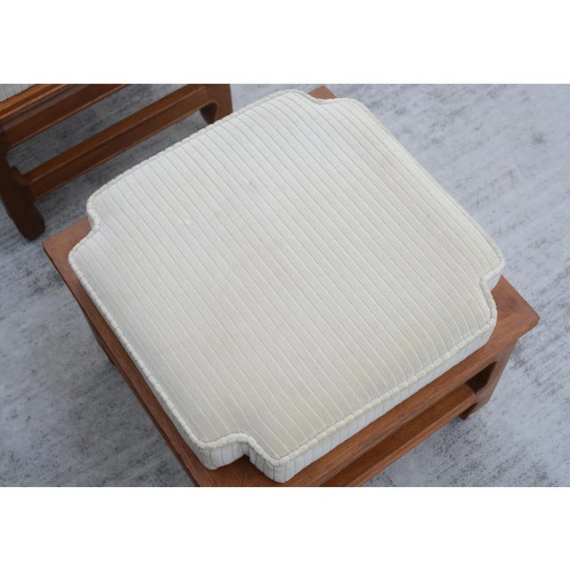 Wood Mid Century Modern Upholstered Stacking Stools With Pull Out Tray For Sale - Image 7 of 13