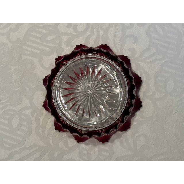Late 19th Century Antique Heisey Glass No. 1220 "Punty Band" Ruby Stained Berry Bowl, C. 1900 For Sale - Image 5 of 8