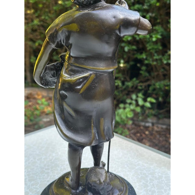 Hippolyte François Moreau, Young Fisherman, 1900, Bronze with Green Patina For Sale - Image 3 of 18
