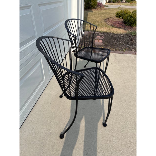 Signed 1950's Russell Woodward Metal Pinecrest Dining Chairs Set of 2 For Sale - Image 10 of 12