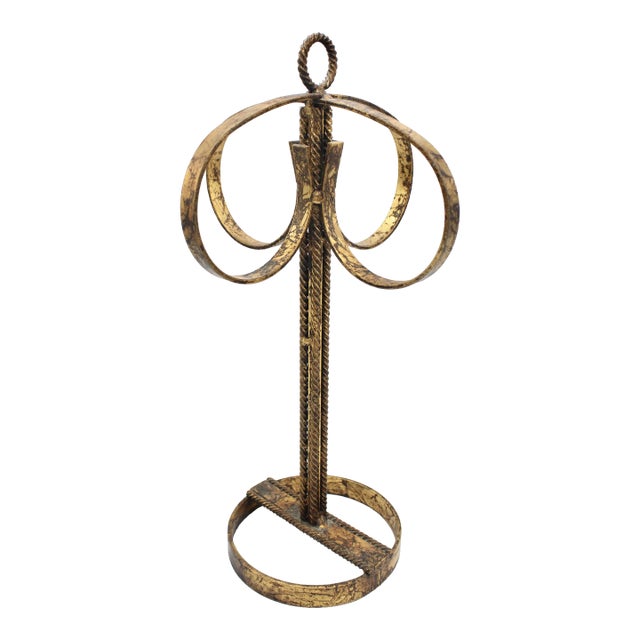 Mid Century Italian Golden Gilt Metal Hand Towel Rack For Sale