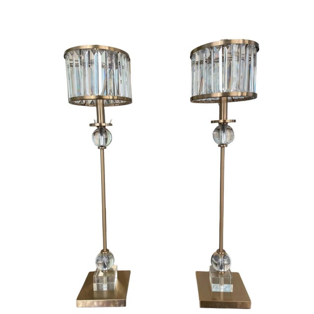 Gold Parfait Crystal Table Lamps by Currey & Company, Set of 2 For Sale - Image 8 of 8