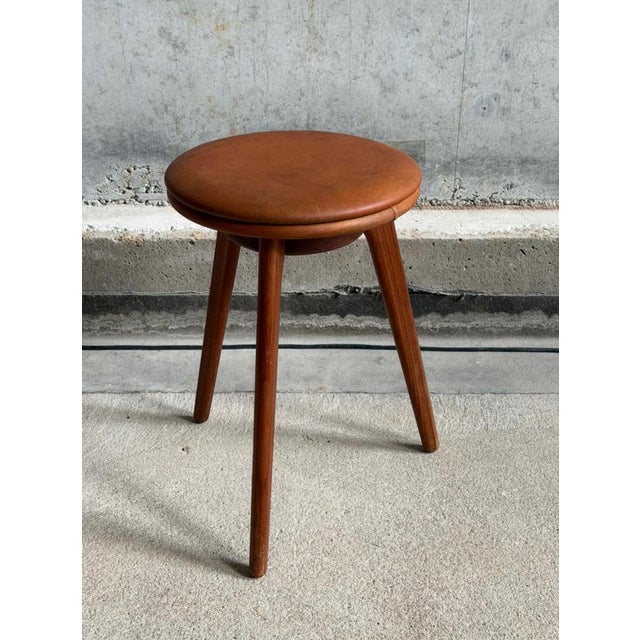 Rare vintage stool model SJ.08 designed by Erik Buck for Domus Dancia, Denmark Oddense 60's. The frame of the stool is...