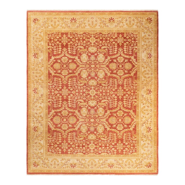 Eclectic, One-of-a-Kind Hand-Knotted Area Rug - Orange, 9' 0" x 11' 9" For Sale