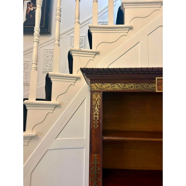 Antique Regency Open Bookcase in Rosewood with Brass Inlaid, 1820 For Sale - Image 17 of 18