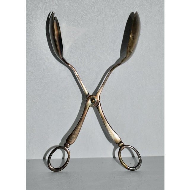 Vintage Silverplate Traditional Style Tongs For Sale - Image 4 of 11