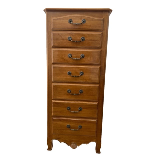 Wood Vintage Ethan Allen Lingerie Dresser French Country Seven Drawers Solid Maple For Sale - Image 7 of 11