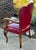Ruby Red Vtg. Carved Wood English Regency Style Library Chair For Sale - Image 8 of 12
