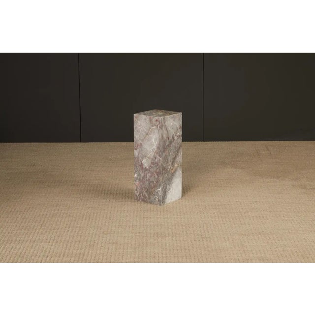 Stone 1980's Post-Modern Pink and Grey Exotic Marble Column Pedestal For Sale - Image 7 of 15