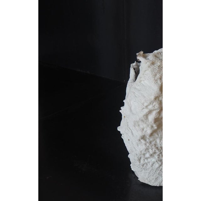 Animal Skin Coral Vase in Repurposed Lacquered Leather and Porcelain by WDSTCK Studio For Sale - Image 7 of 8