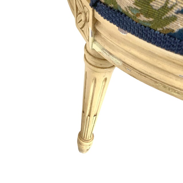 Louis XVI Style Painted Fauteuil, Vintage French Provincial Armchair For Sale - Image 17 of 18
