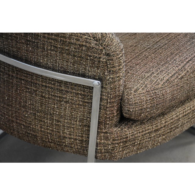 Milo Baughman Style Barrel Back Chrome Lounge Chairs - A Pair For Sale - Image 9 of 10