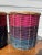 Pair of vintage handmade colorful Filipino baskets. Pink, purple, and blue block colors. Perfect to use as an accent...