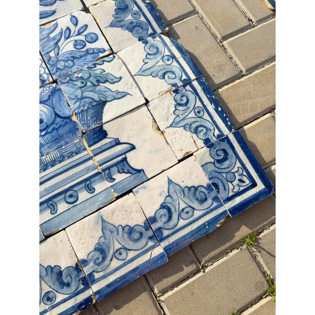 Antique 18th Century Portuguese Rococo Basket of Plenty Tile Panel For Sale - Image 11 of 15