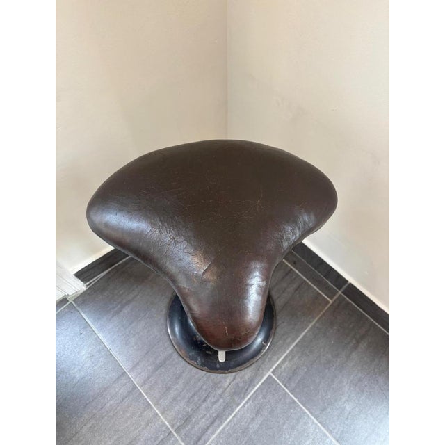 Brown Industrial Saddle Seat Stool, 1920s For Sale - Image 8 of 9