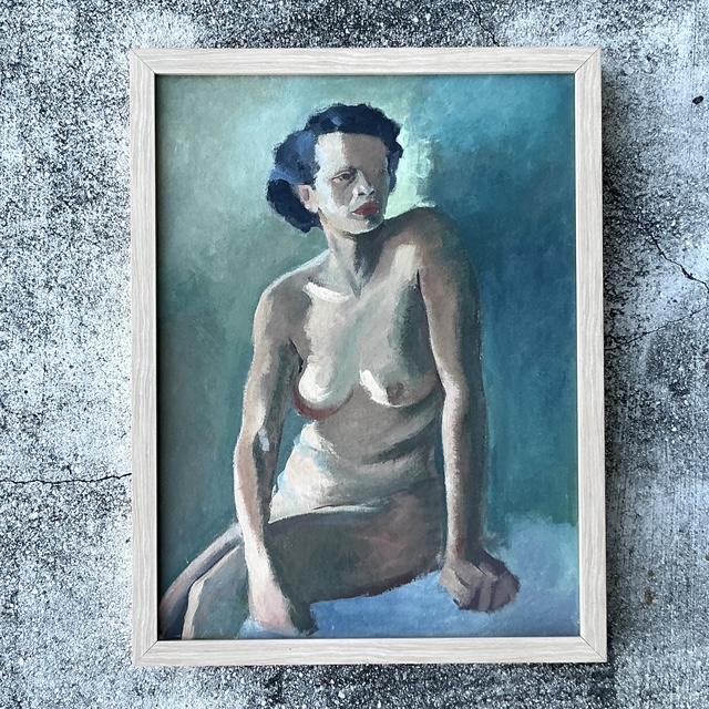 Vintage Original Nude Portrait Oil in Canvas For Sale - Image 4 of 12
