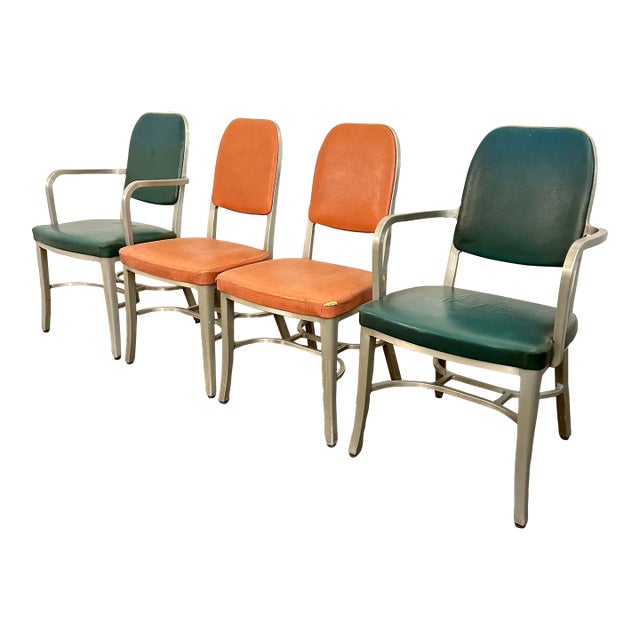 Set of 4 Rare Design GoodForm Aluminum Chairs Industrial Art Deco For Sale