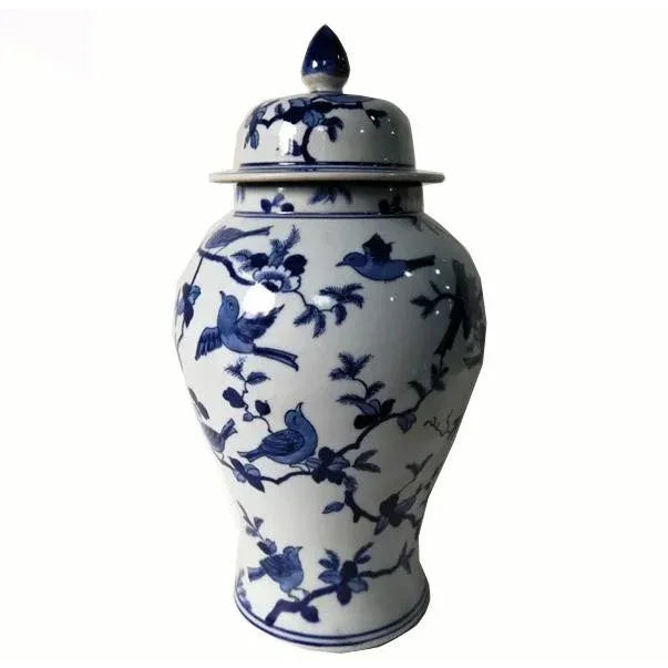 Chinese Blue and White Decorative Porcelain Ginger Jar With Birds on Tree For Sale - Image 11 of 11