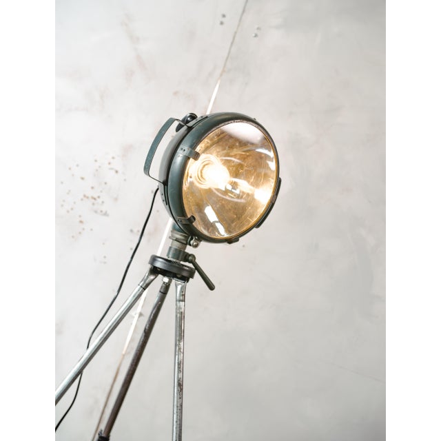 Military Spotlight Floor Lamp on Original Tripod from Bosch Eisemann, 1960s For Sale - Image 11 of 18
