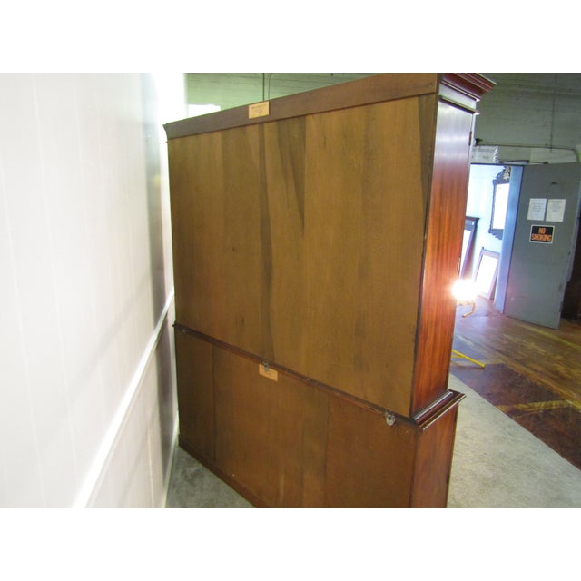 Henkel Harris Solid Mahogany Banded Two Piece China Cabinet For Sale - Image 12 of 13