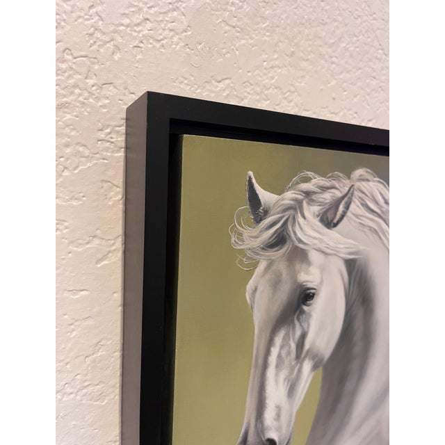Realism Triumph by Sarah van der Helm | Oil on panel Portrait of a white horse. For Sale - Image 3 of 5