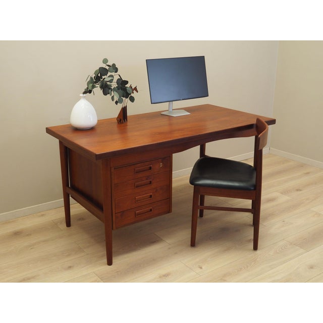 Orange Vintage Danish Teak Desk, 1970s For Sale - Image 8 of 18
