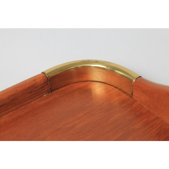 Vintage Teak & Brass Serving Tray For Sale - Image 9 of 11