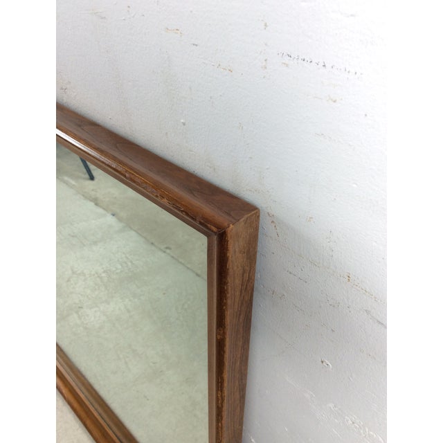 Mid Century Modern Long Rectangular Wall Mirror With Walnut Frame For Sale In Philadelphia - Image 6 of 17
