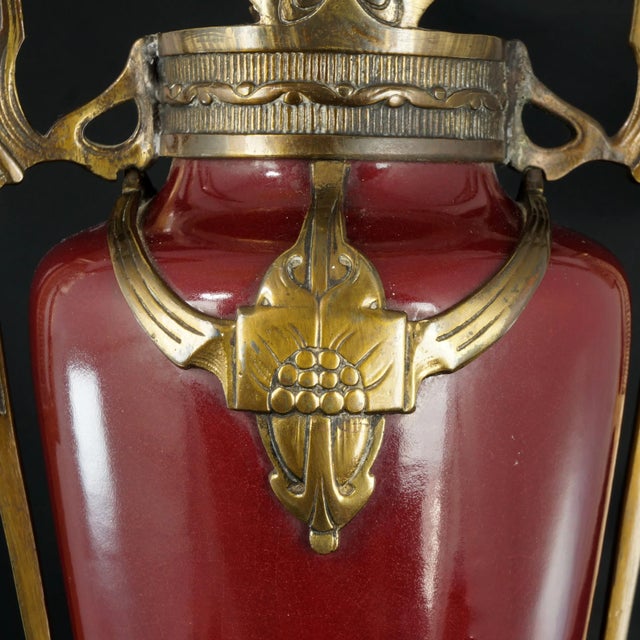 Metal Art Nouveau Urn Mounted as a Lamp For Sale - Image 7 of 12