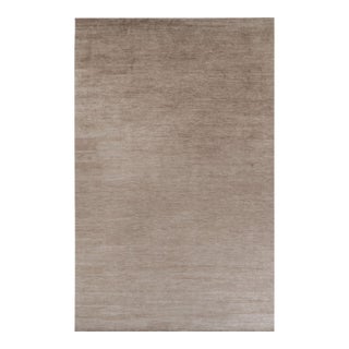 Rug & Kilim’s Oversized Modern Textural Rug in Brown, White and Beige Striae - 14x22 For Sale