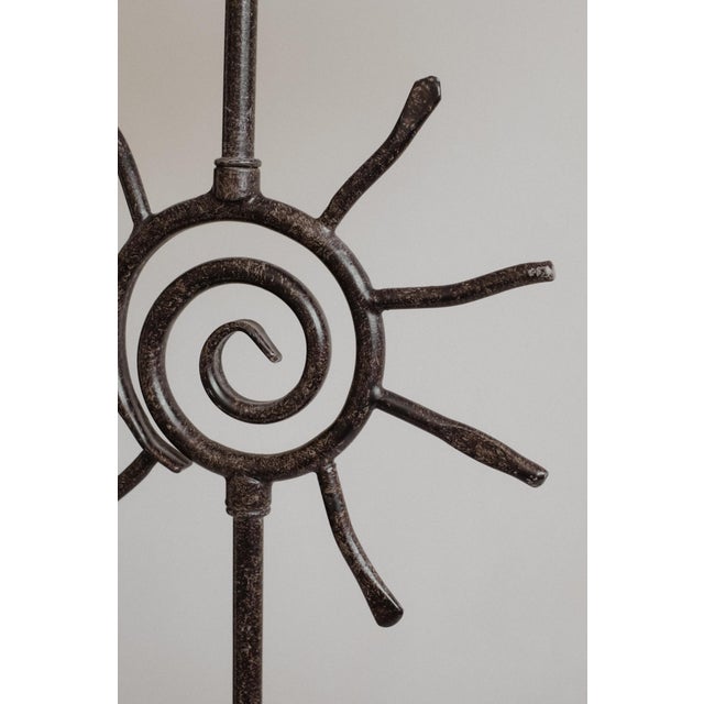 Vintage Brutalist Forged Iron Sunburst Table Lamp For Sale - Image 5 of 10