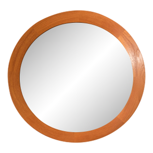 Danish Modern Solid Teak Round Wall Hanging Mirror