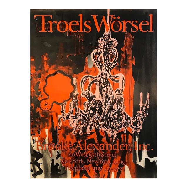 1985 Troels Worsel 'Untitled' Orange,Black Serigraph For Sale