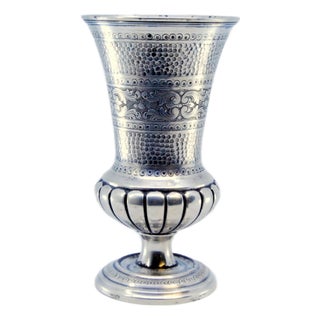 Hammered and Fluted Silver Chalice For Sale