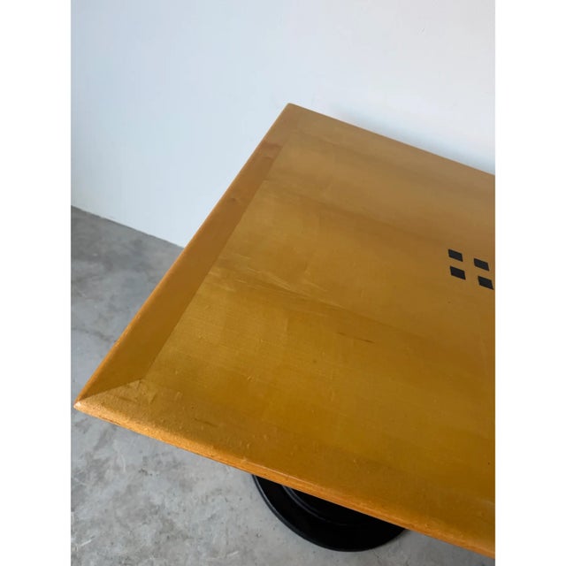 1980’s Postmodern Art Deco-Style Italian Pedestal Game Table With Black Metal Base For Sale - Image 9 of 13