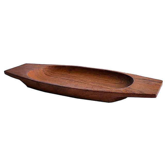 1970s Vintage Teak Wood Valet Tray or Trinket Dish For Sale - Image 5 of 10