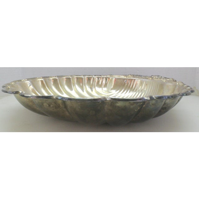 1970s 14" Majestic Silverplate Scallop Shell Tray - Ornate Floral Handle For Sale In San Diego - Image 6 of 17