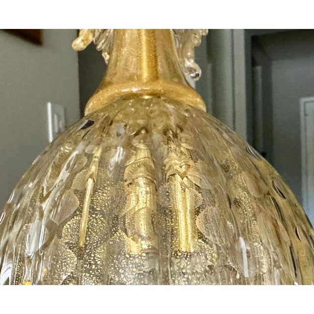 Gold Barovier Gold Bubbles Murano Glass Pendant Light For Sale - Image 8 of 12