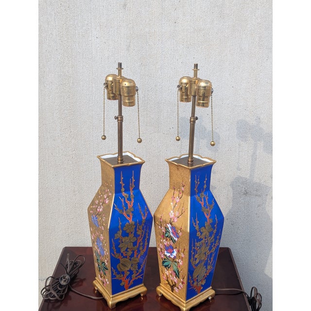 Metal 19th Century Japanese Cloisonné & Gilt Bronze Table Lamps - a Pair For Sale - Image 7 of 12