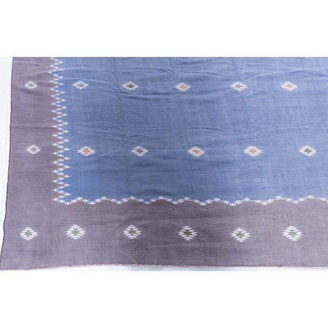 1950s Doris Leslie Blau Mid-Century Indian Dhurrie Lavender Flatweave Cotton Rug For Sale - Image 5 of 8