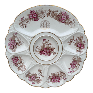19th Century Minton Pink Flowers Oyster Plate