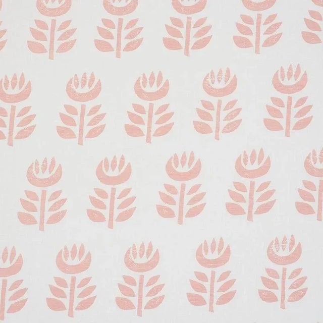 Sample - Schumacher Rosenborg Hand Print Fabric in Pink For Sale