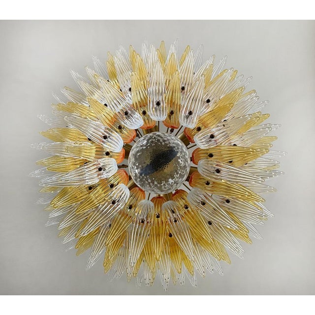 Palmette Ceiling Light in Amber and Trasparent Glasses, 1990 For Sale - Image 15 of 18